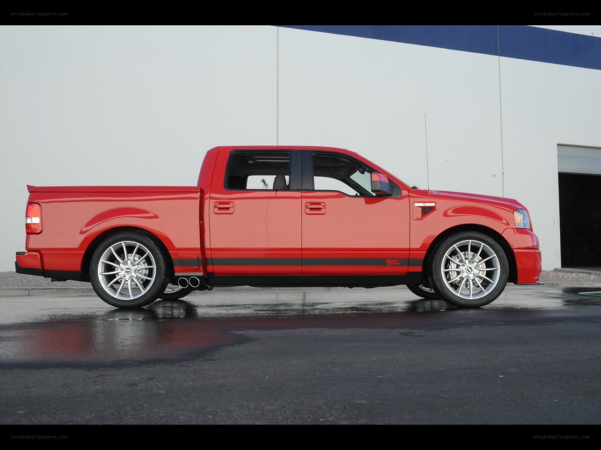 red pickup truck side view