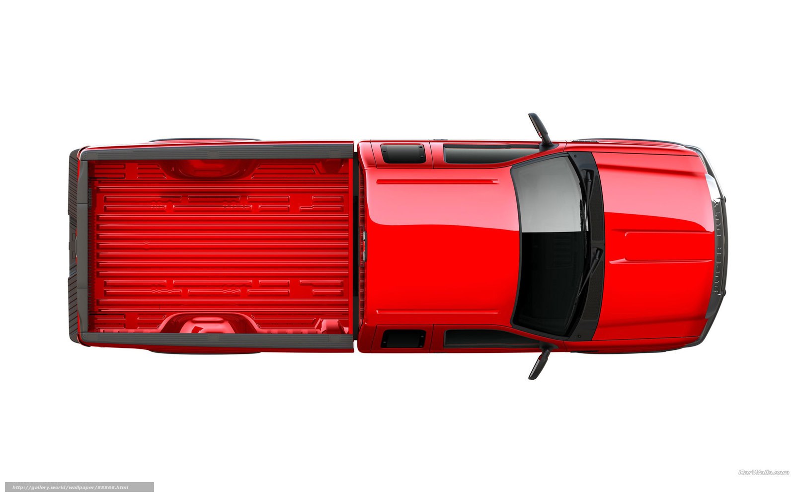 red pickup truck top view