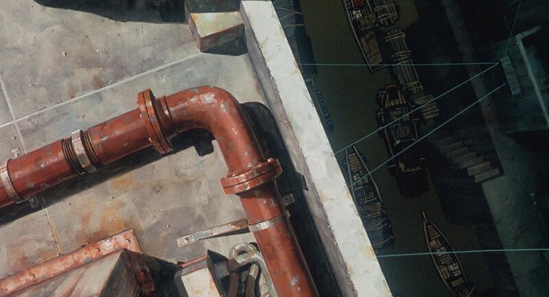 Red Pipe on Rooftop
