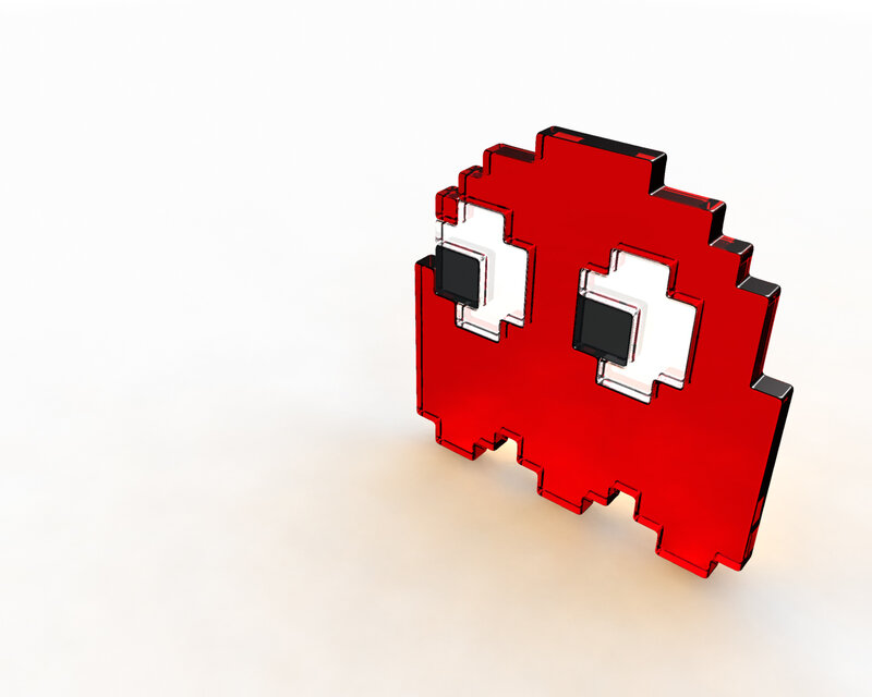 Red pixelated alien character