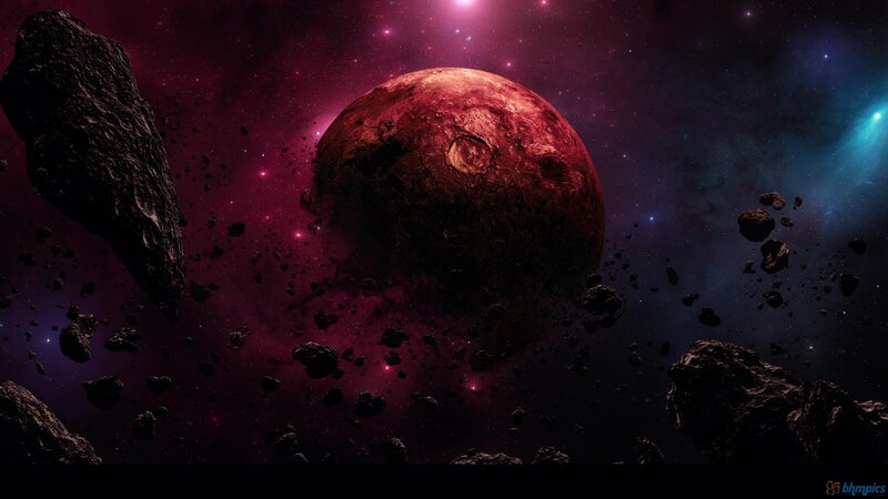 Red Planet in Asteroid Field