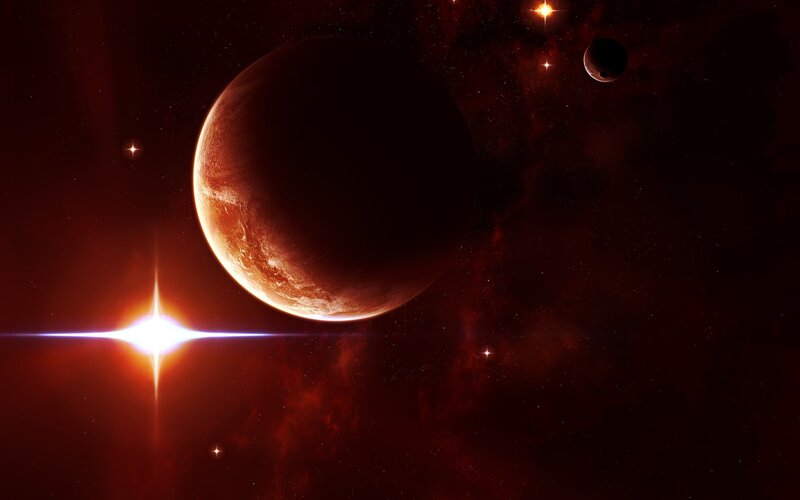 Red planet in deep space