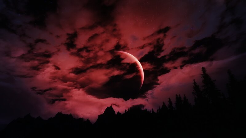Red Planet in Sky — Dramatic, Night