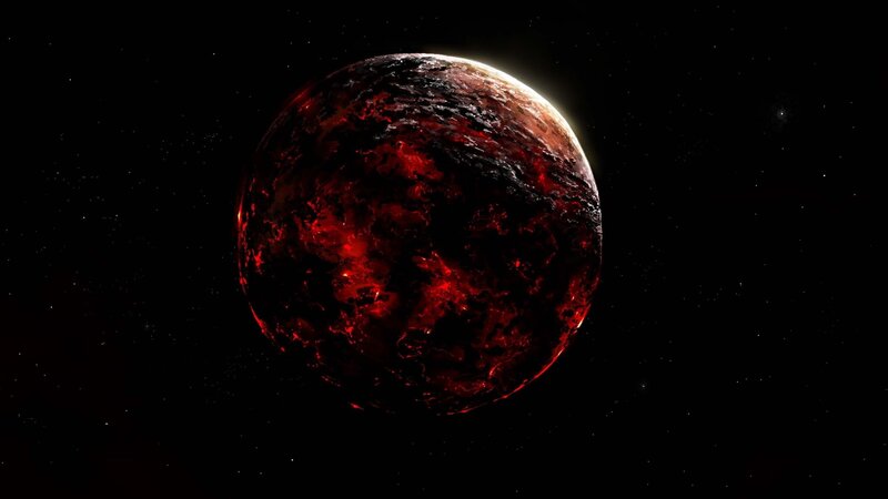 Red Planet in Space — Black, Dramatic, Night, Digital Art, Stars, White