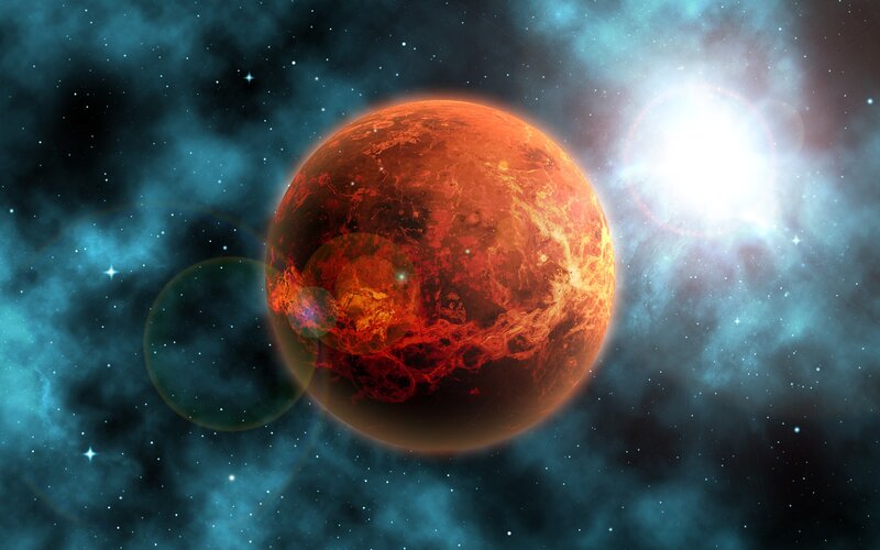Red Planet in Space — Dramatic, Digital Art, Star