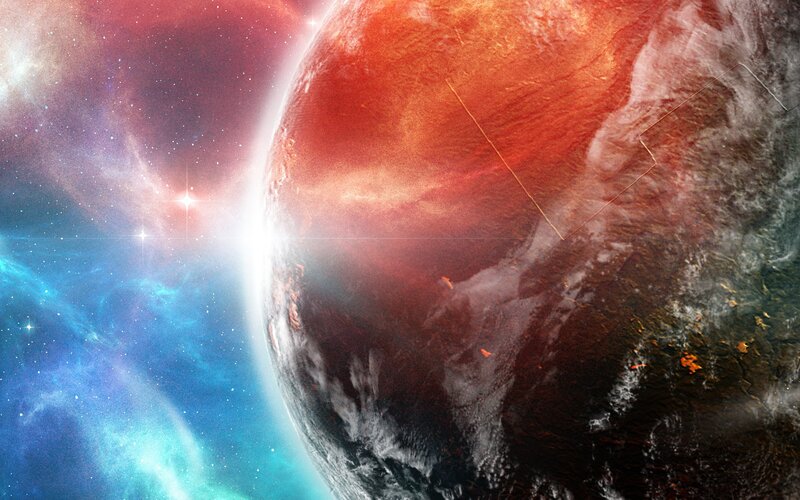 Red Planet in Space — Dramatic, Digital Art, Stars, Nebula
