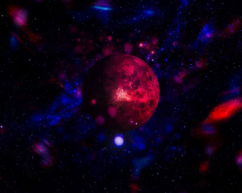Red Planet in Space — Dramatic, Digital Art, Stars