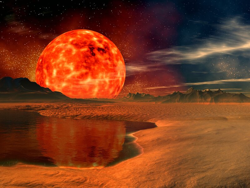 Red Planet Landscape — Dramatic, Night