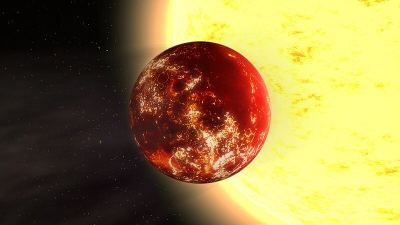 Red Planet Orbiting Star