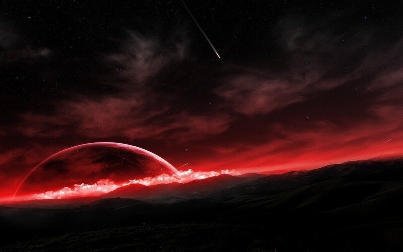 Red Planet over Mountains