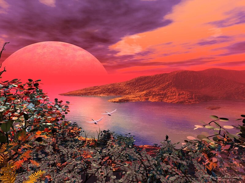 Red planet sunset landscape