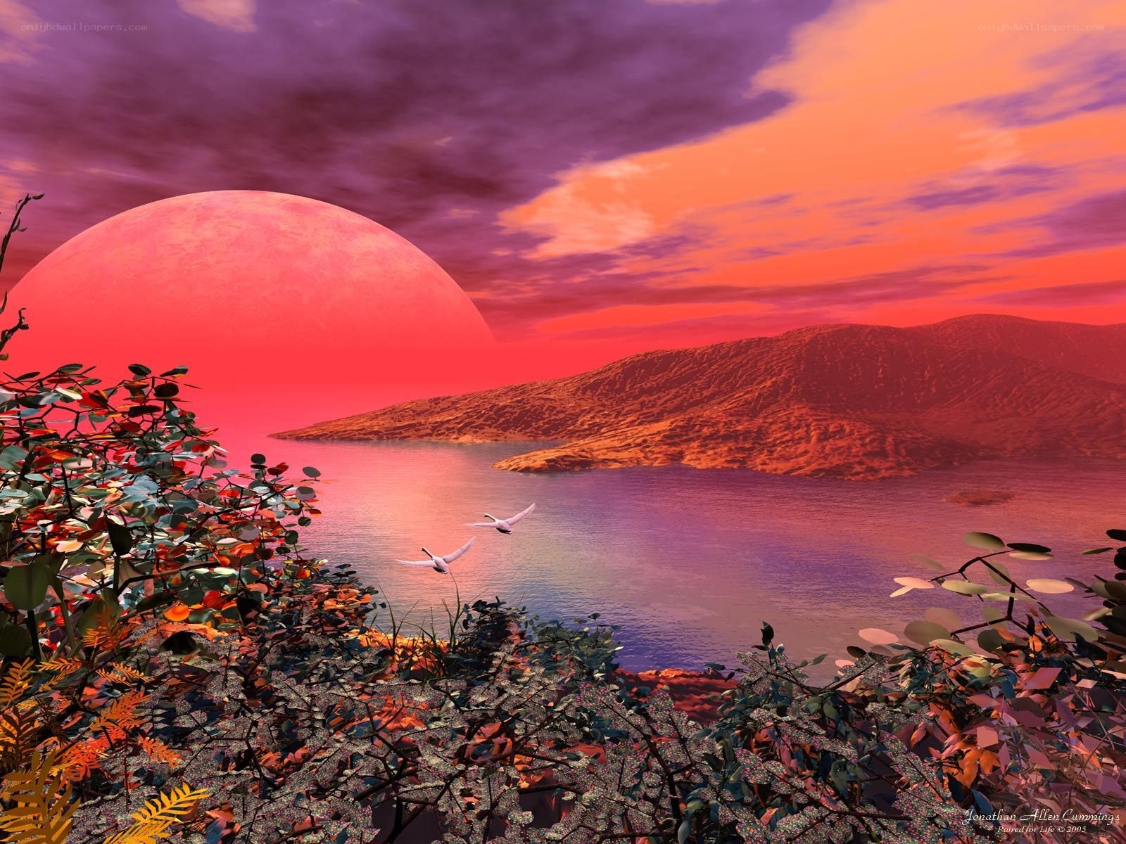 Red planet sunset landscape