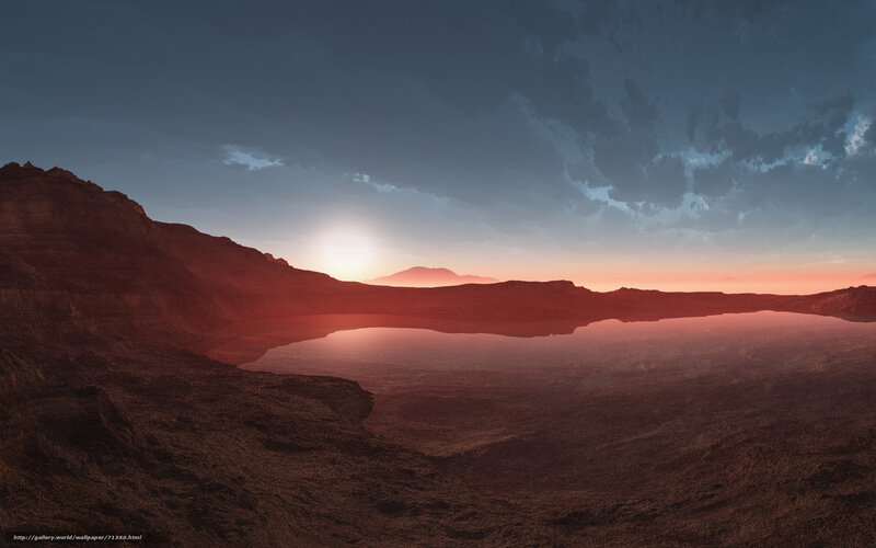 Red planet sunset landscape