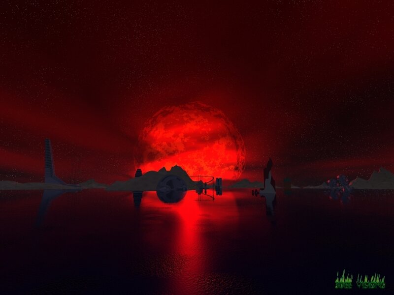 Red planet sunset scene