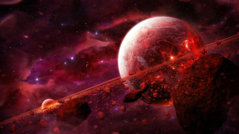 Red Planet with Asteroids