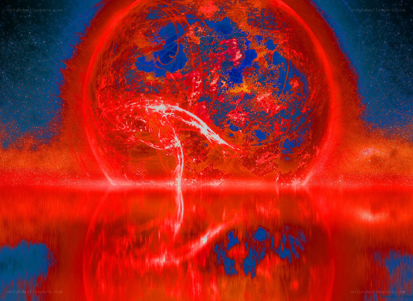 Red planet with energy surge