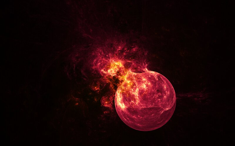 Red Planet with Eruption