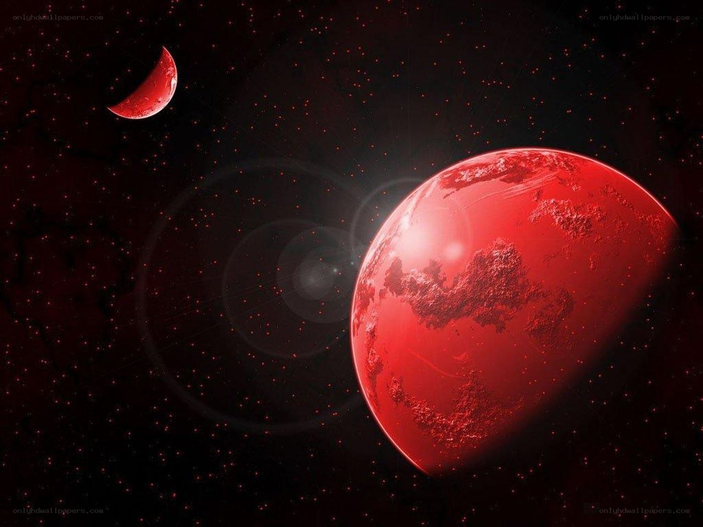 Red planet with moon