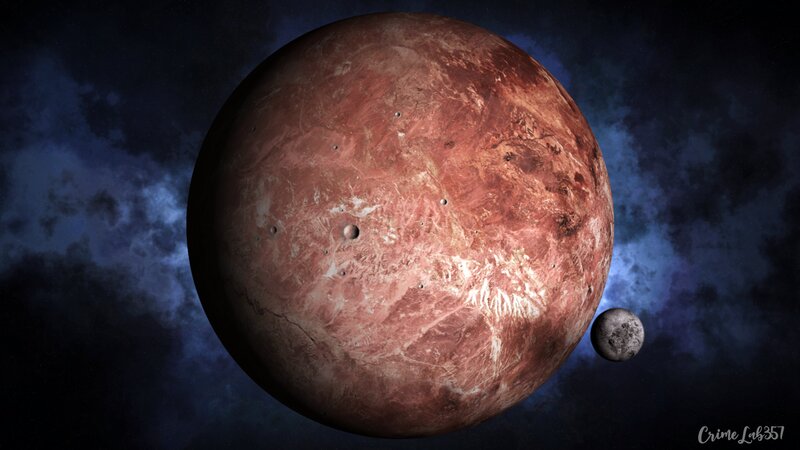 Red Planet with Moon — Dramatic, Night