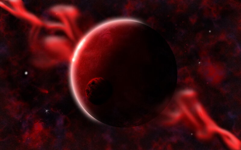 Red Planet with Moon — Dramatic