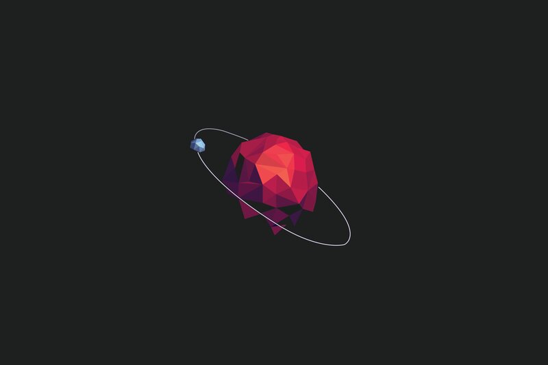Red Planet with Moon — Minimalist