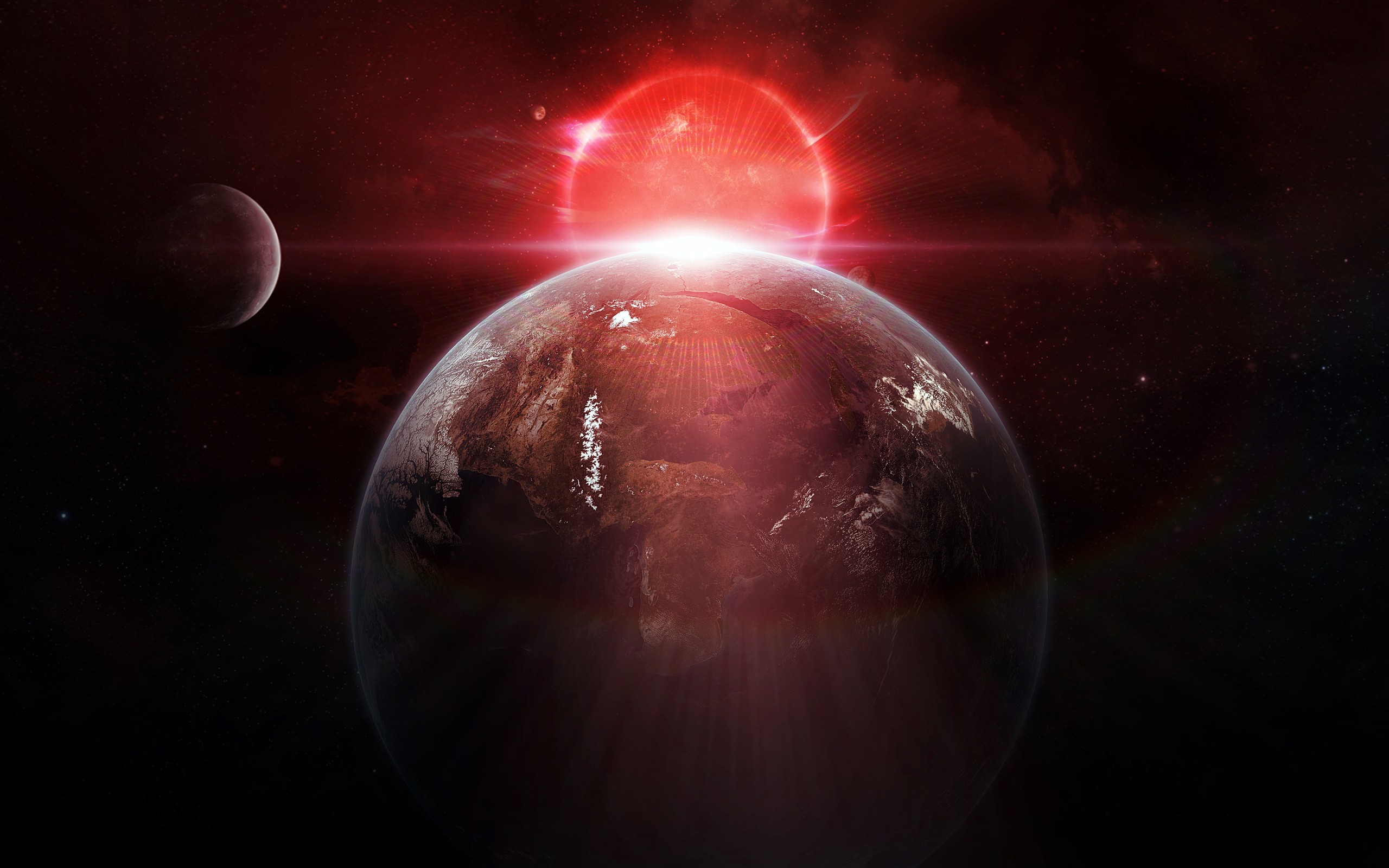 Red planet with red sun