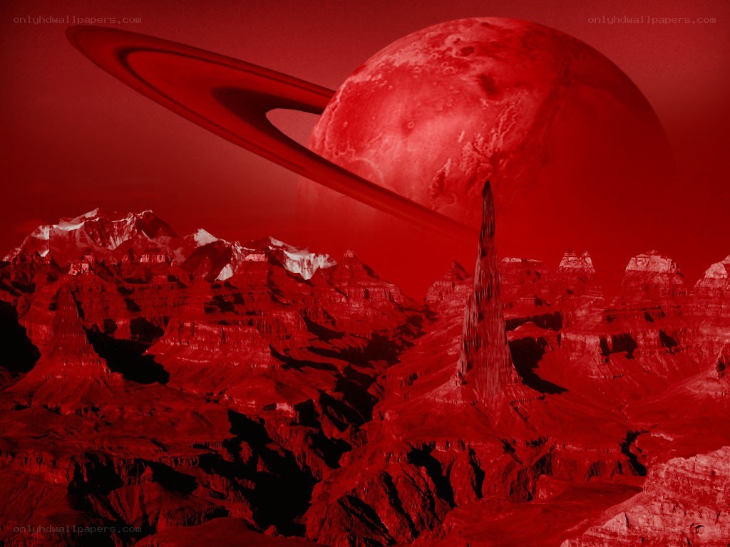 Red planet with rings