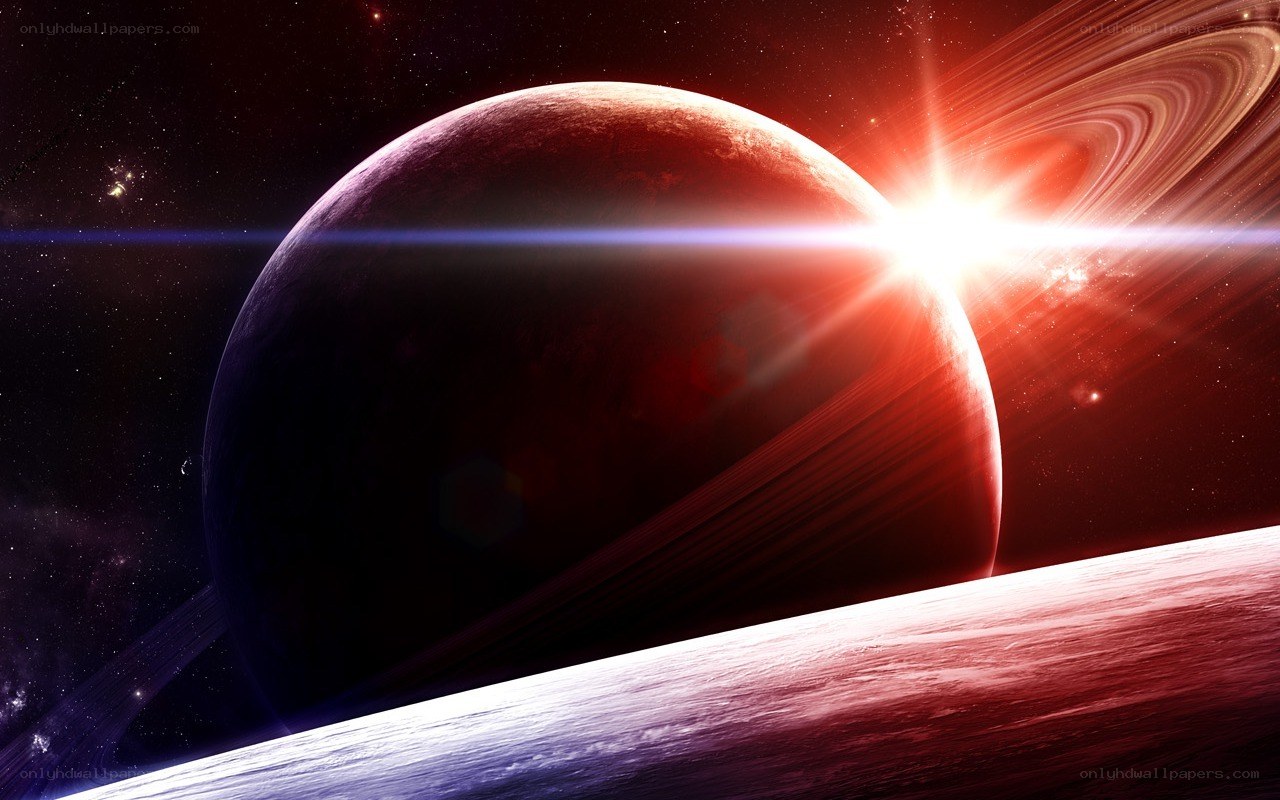 Red planet with rings