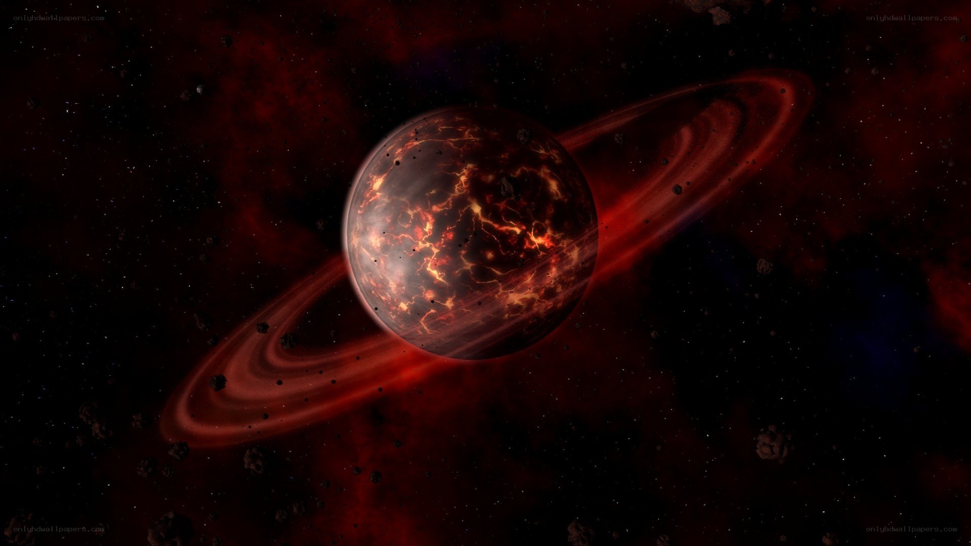 Red planet with rings