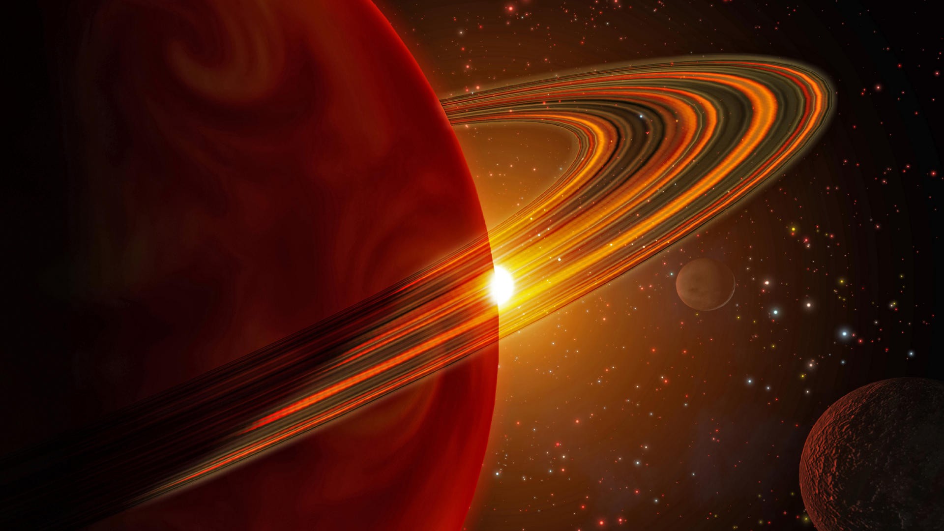 Red planet with rings