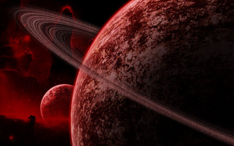 Red planet with rings