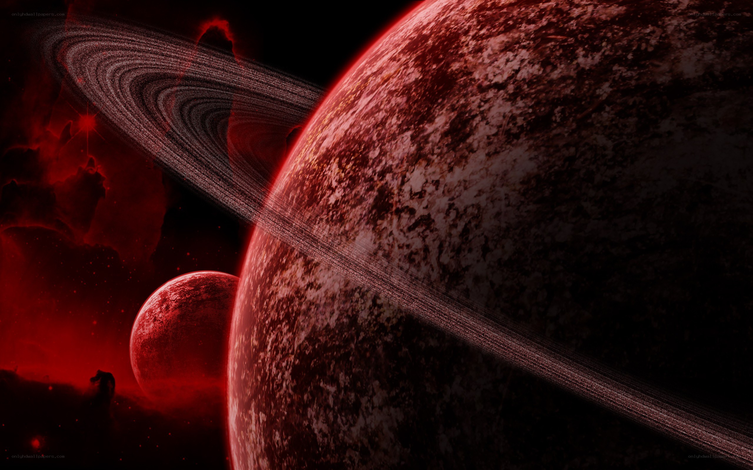 Red planet with rings