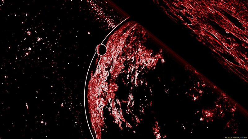 Red Planet with Rings — Black