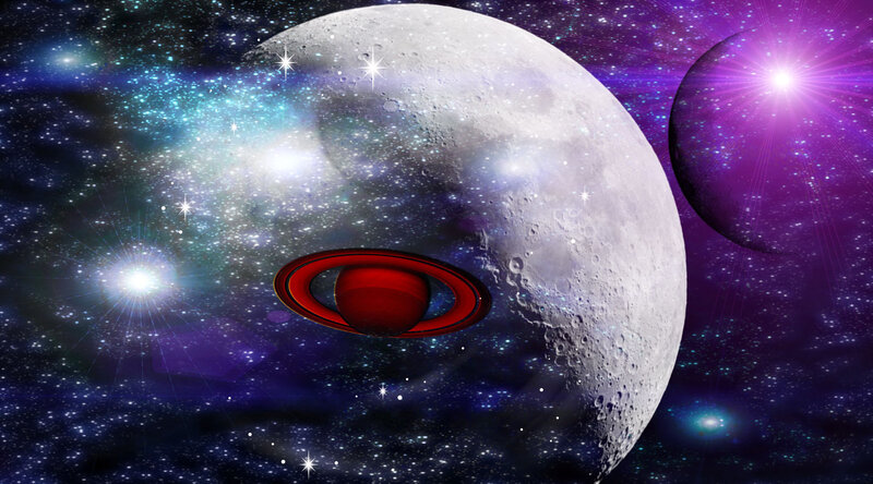 Red Planet with Rings — Purple