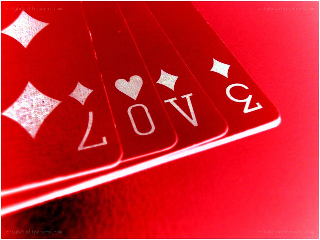 red playing cards with love message