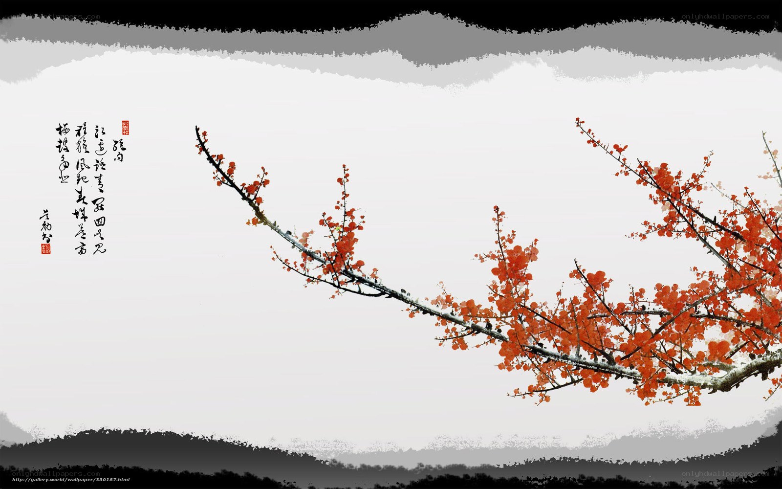 Red Plum Blossoms Painting