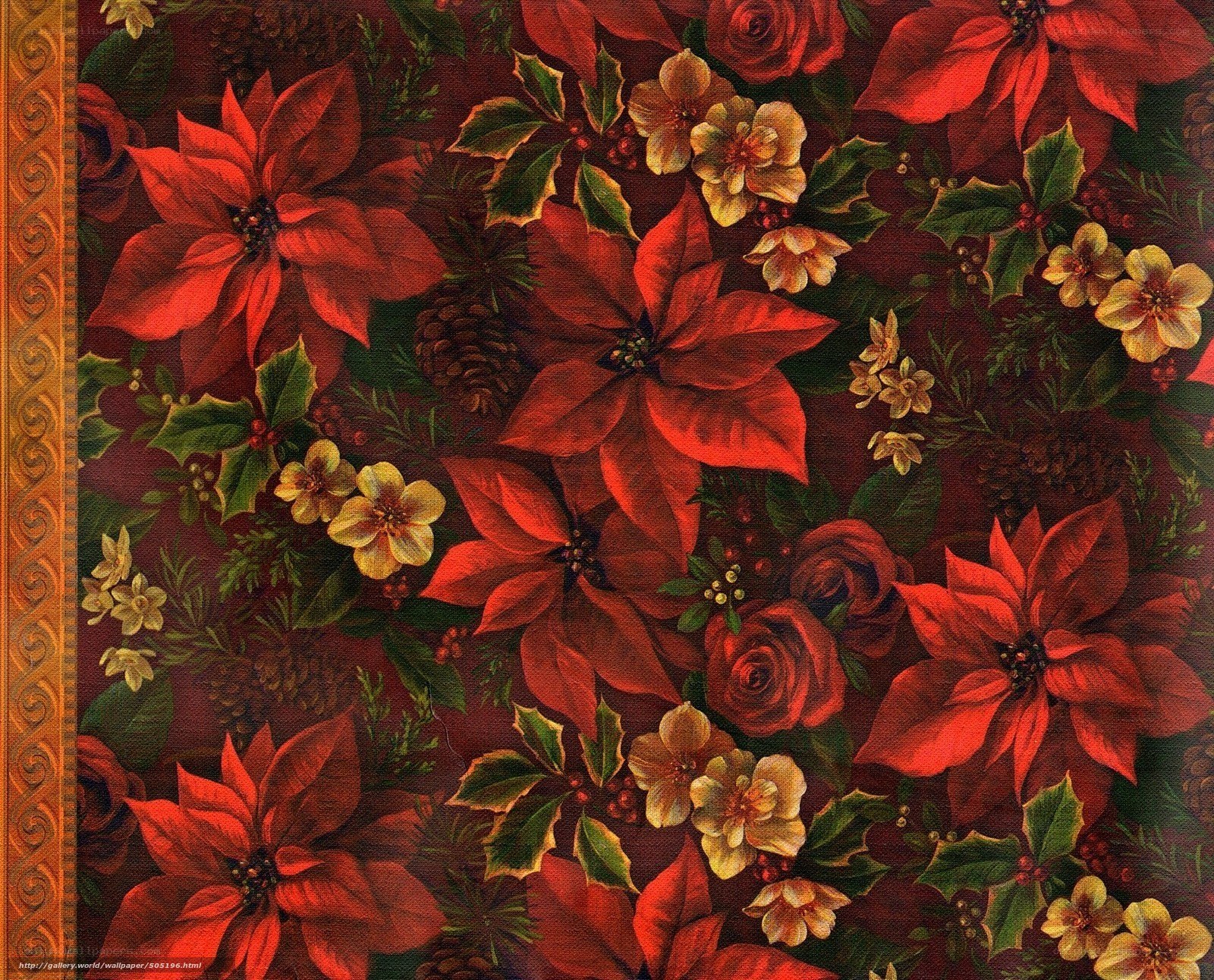 red poinsettia floral pattern