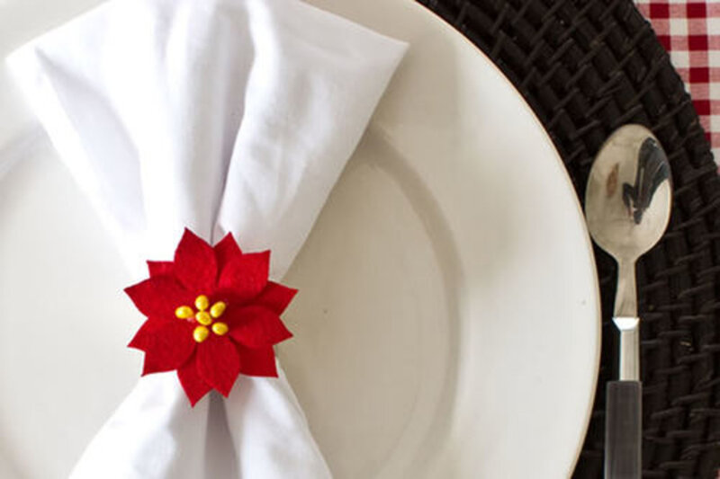 Red Poinsettia Napkin Ring