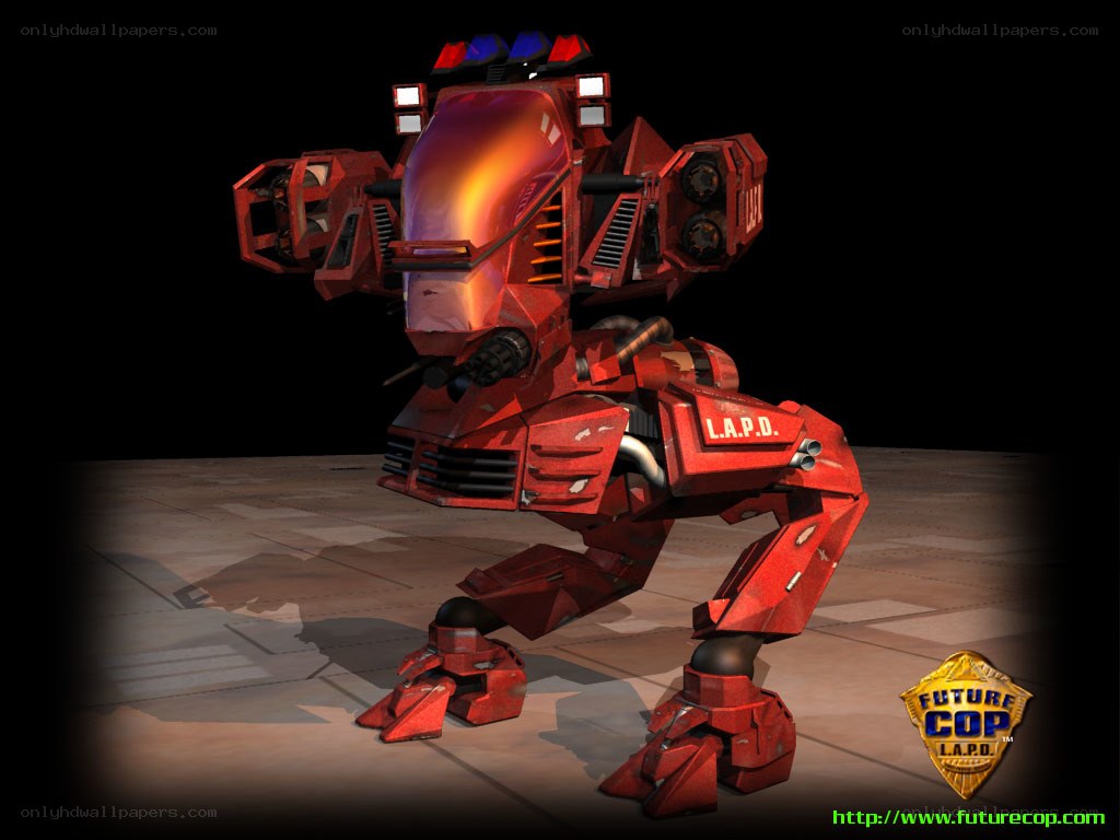 Red police mech robot