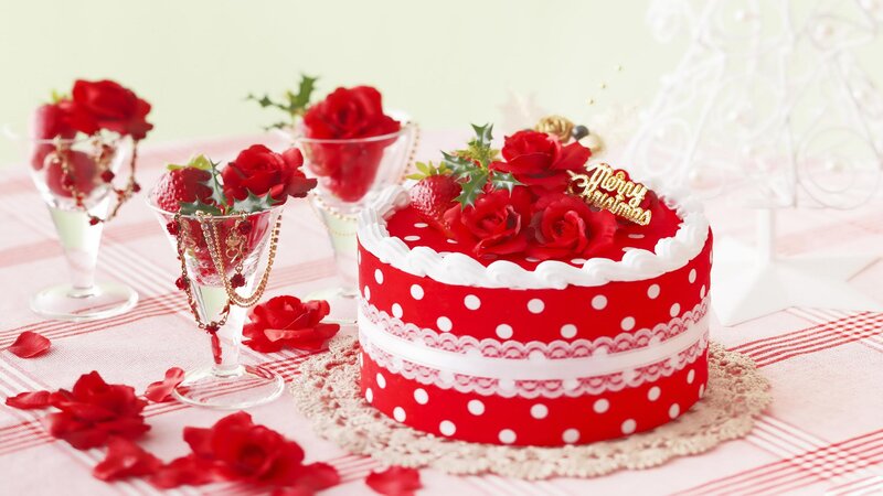 Red Polka Dot Cake — Festive, Photograph