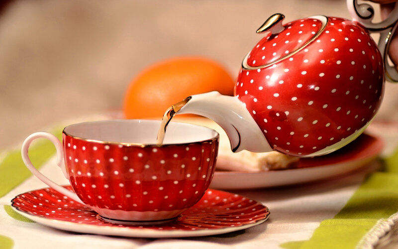 Red Polka-dot Teacup — Calm, Morning