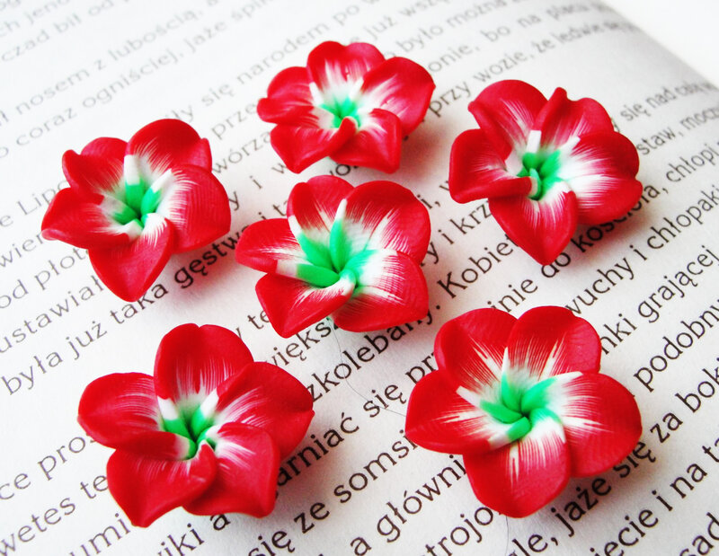 Red Polymer Clay Flowers