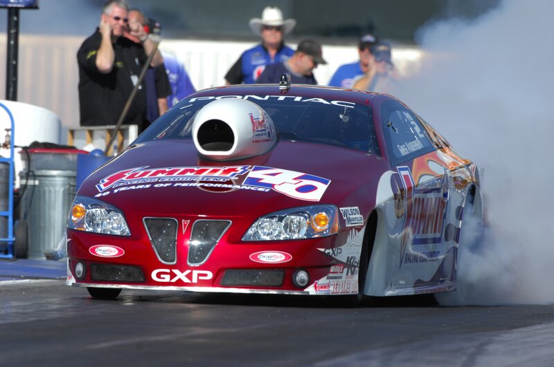 Red Pontiac drag racing car