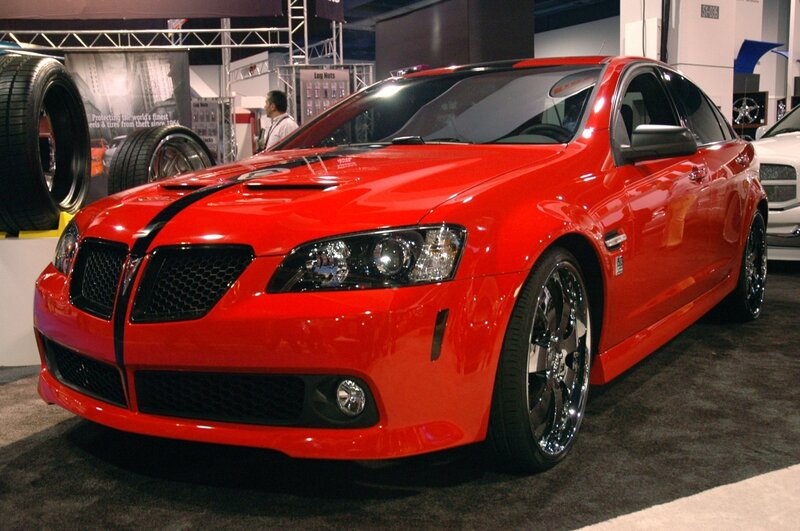 Red Pontiac G8 at auto show