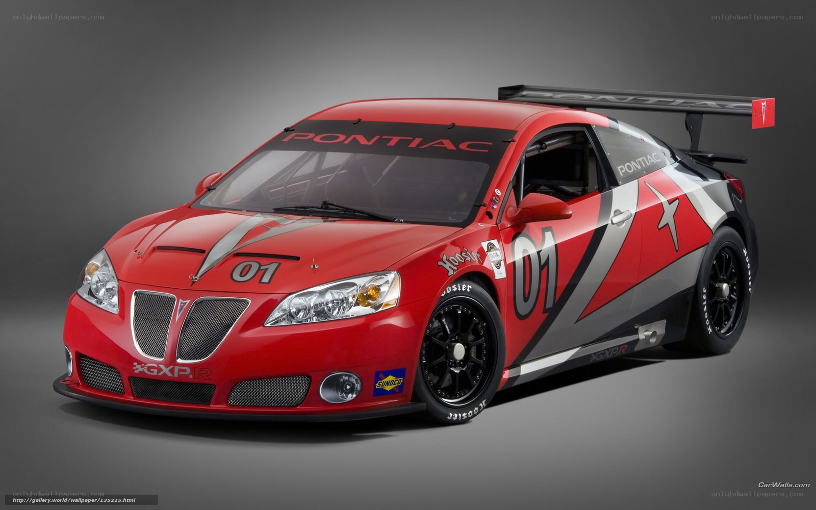 Red Pontiac race car
