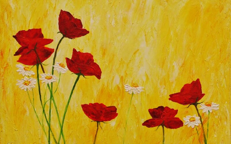 Red Poppies and Daisies — Yellow