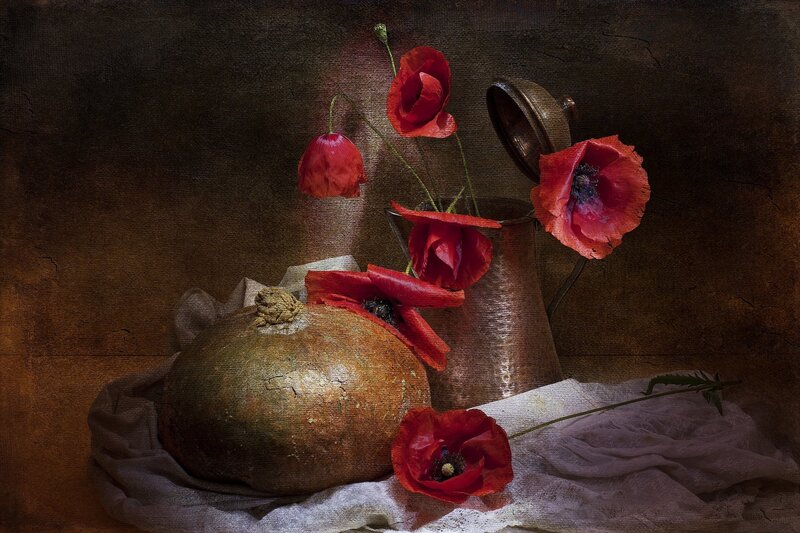 Red Poppies in a Pitcher