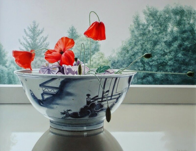 Red Poppies in Bowl