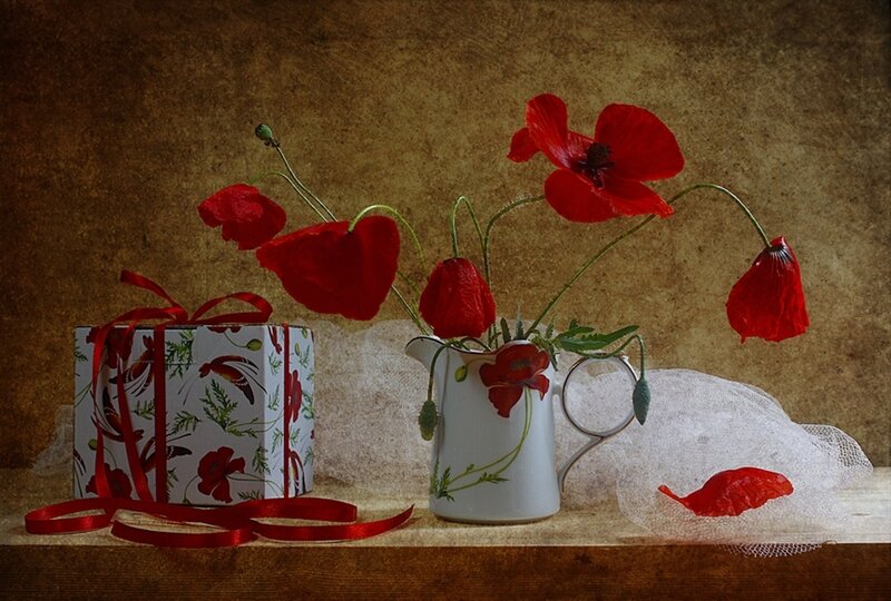 Red Poppies in Pitcher