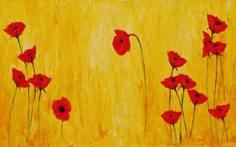 Red Poppies on Yellow